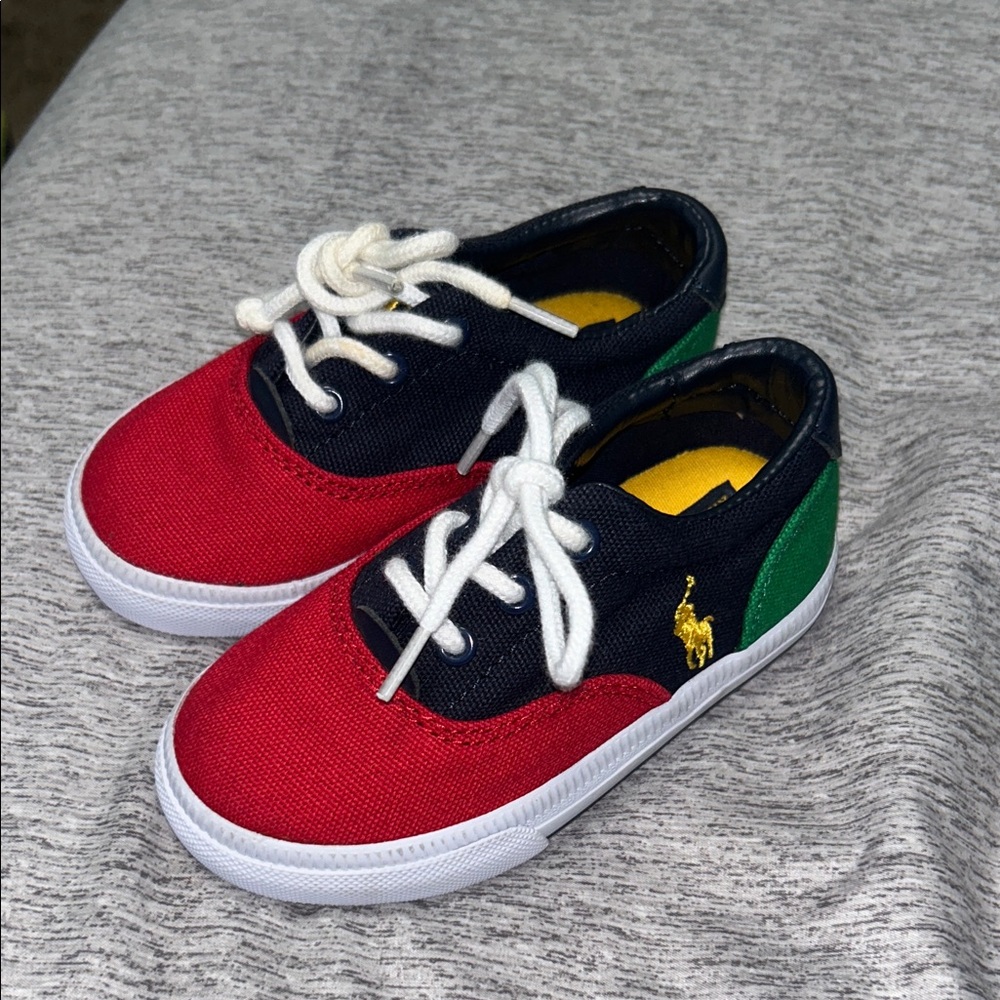 Polo by Ralph Lauren Kids Red, Green, and Navy Sneakers